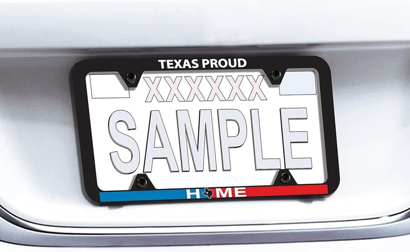 Texas Home Slim Black Stainless Steel Metal License Plate Frame - Texas Proud
