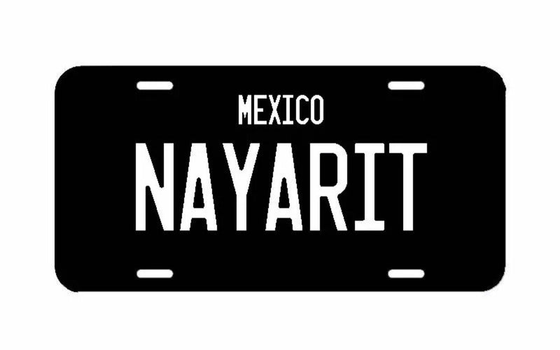 Nayarit Mexico Black License Plate Tag Mexicano Terre Pueblo rancho
