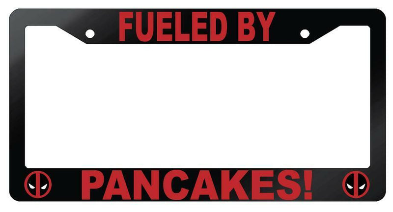 Fueled By Pancakes Glossy Black Plastic License Plate Frame For Deadpool  Mod-GRAPH9856236-7161