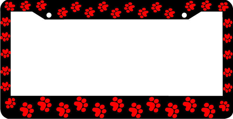 RED PAW PRINTS CRITTER DOG CAT License Plate Frame