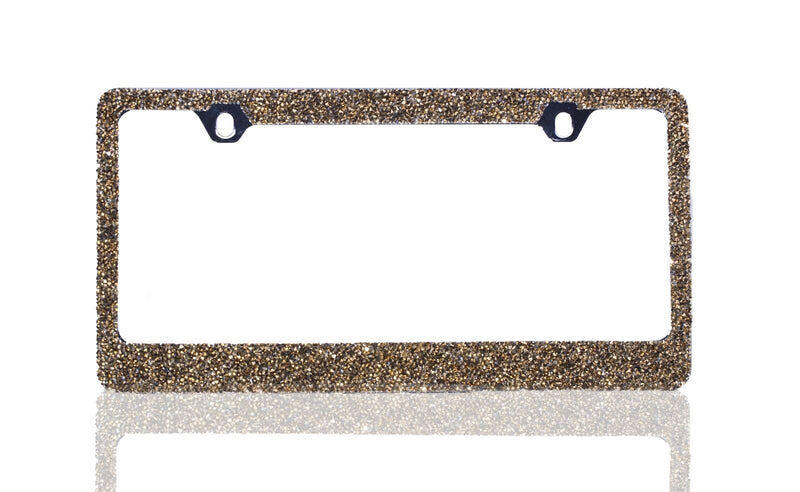 Rocking Bling Crystal Diamond Rhinestone License Plate Frame Gold