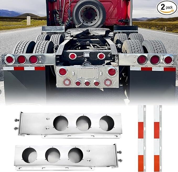 30" Stainless Steel Mud Flap Hanger Set for Semi Trucks, Spring Loaded 2.5" Bolt