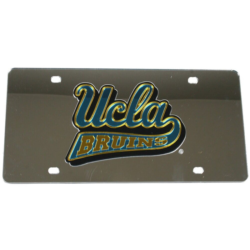 NCAA UCLA Bruins Inlaid Acrylic License Plate - Silver Mirror Background