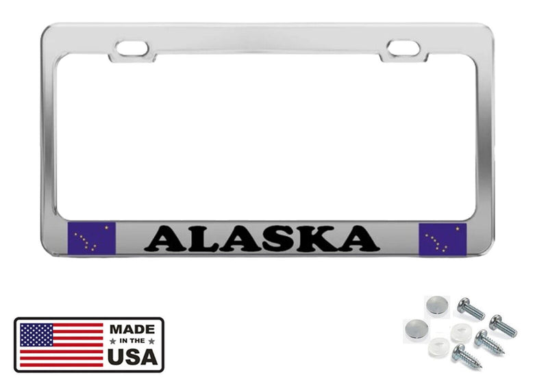 ALASKA STATE FLAG Metal Heavy Duty Chrome License Plate Frame Border