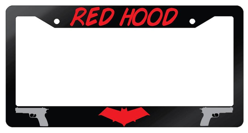 Red Hood Glossy Black Plastic License Plate Frame DC  Mod-GRAPH9856236-6958
