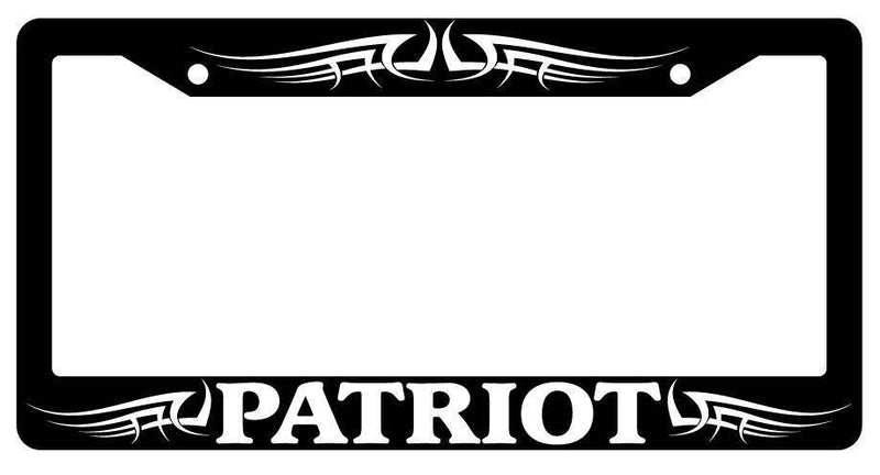 Black License Plate Frame PATRIOT TRIBAL 