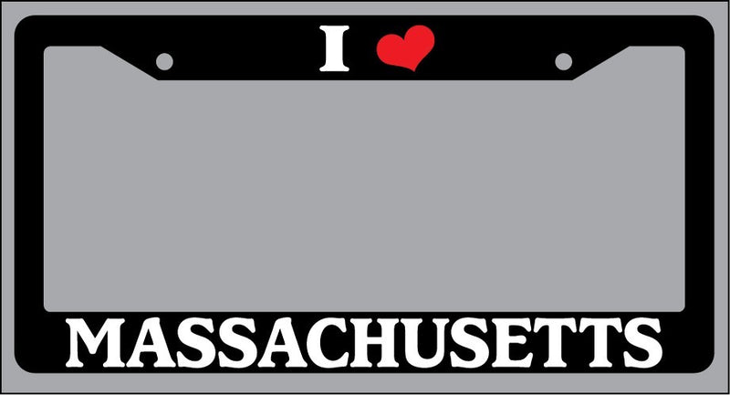 Black License Plate Frame I Heart Massachusetts Auto Accessory 983  Mod-GRAPH9856236-1123