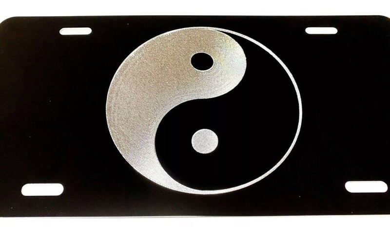 NEW Yin and Yang symbol Diamond Etched Engraved License Plate Car Tag Gift