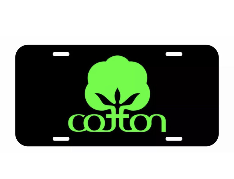 Cotton farmer novelty vanity cars trucks black aluminum metal license plate LIME