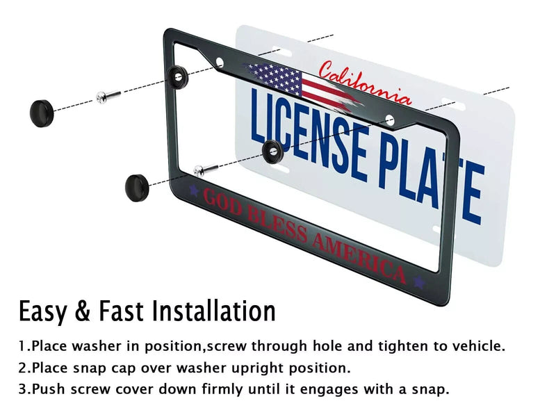 God Bless America aluminium License Plate Frame 12.2 x 6.3 in