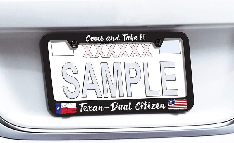 Texas Black Stainless Steel Metal License Plate Frame - Come and Take it