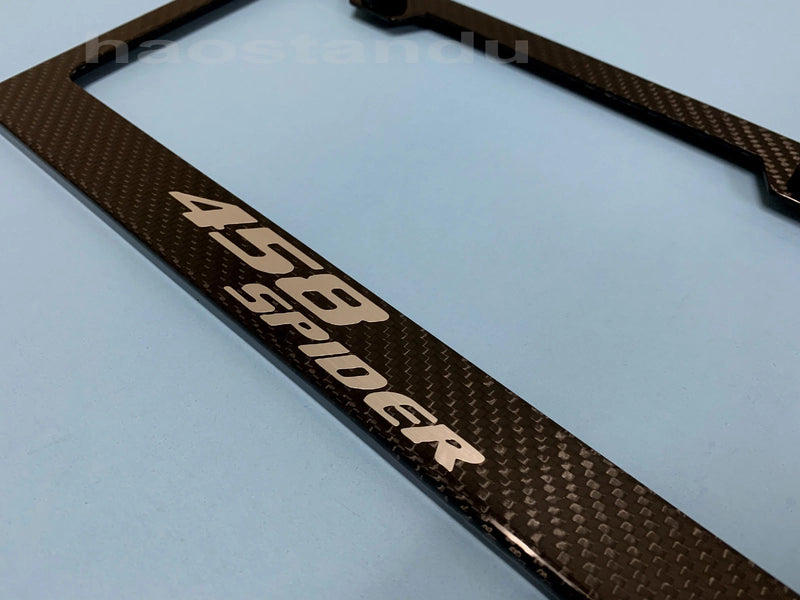 1x 458 SpiderStyle Real 3K Twill Weave CARBON FIBER License Plate Frame Holder