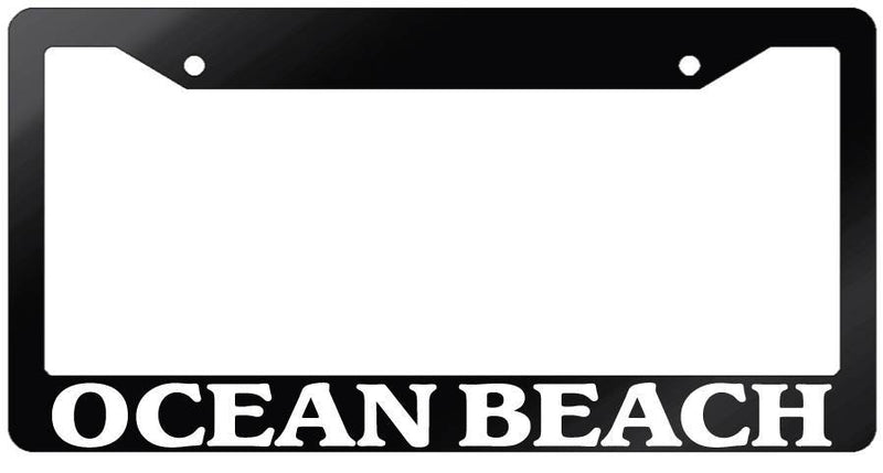 Glossy Black License Plate Frame OCEAN BEACH Auto Accessory 2427  Mod-GRAPH9856236-7217