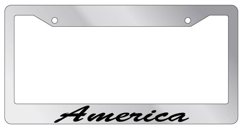 Chrome METAL License Plate Frame AMERICA CURSIVE Auto Accessory 1048  Mod-GRAPH9856236-8991