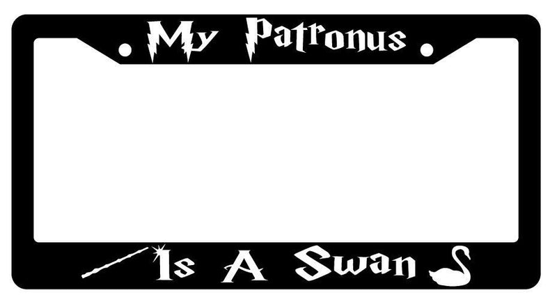 My Patronus Is A Swan Black Plastic License Plate Frame Auto For Harry Potter  Mod-GRAPH9856236-3451