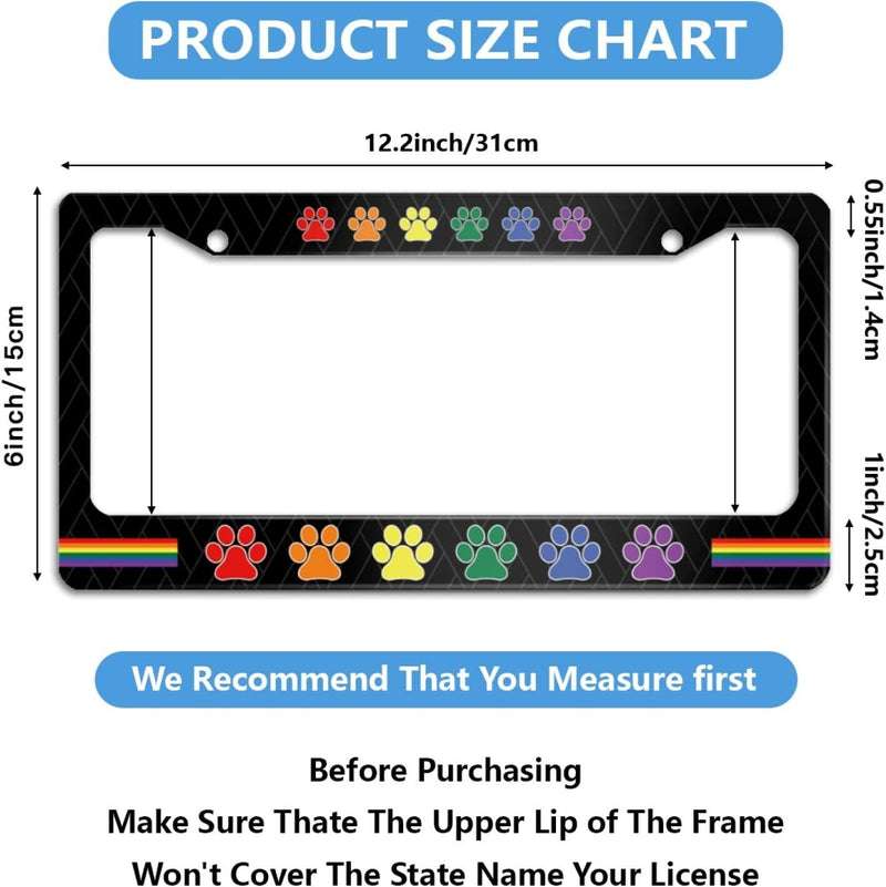 Gay Rainbow Paw Print License Plate Frame