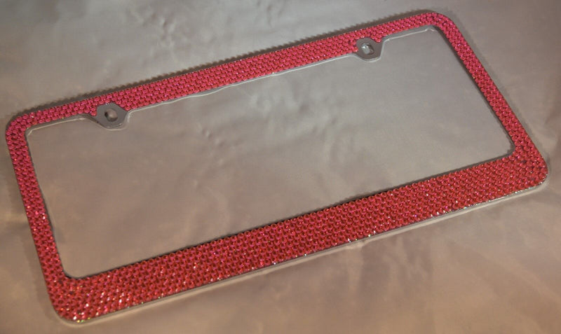 7 Rows Pink Bling Crystal Rhineston License Plate Frame