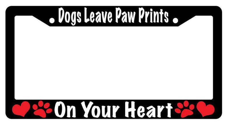 Black License Plate Frame DOGS LEAVE PAW PRINTS Auto Accessory 234  Mod-GRAPH9856236-3938