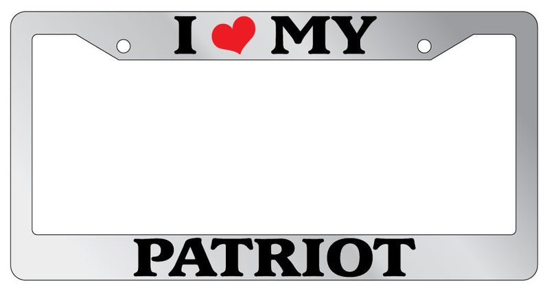 Chrome METAL License Plate Frame I HEART MY PATRIOT Auto Accessory  Mod-GRAPH9856236-9055