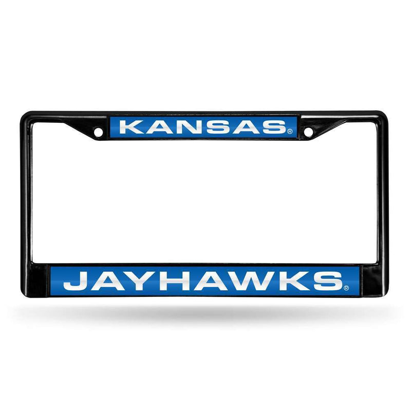 NCAA Kansas Jayhawks Inlaid Acrylic Black License Plate Frame