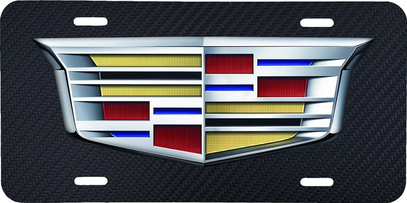 CADILLAC CTS XTS SRX BLACK CARBON FIBER LOOK VEHICLE LICENSE PLATE AUTO CAR TAG