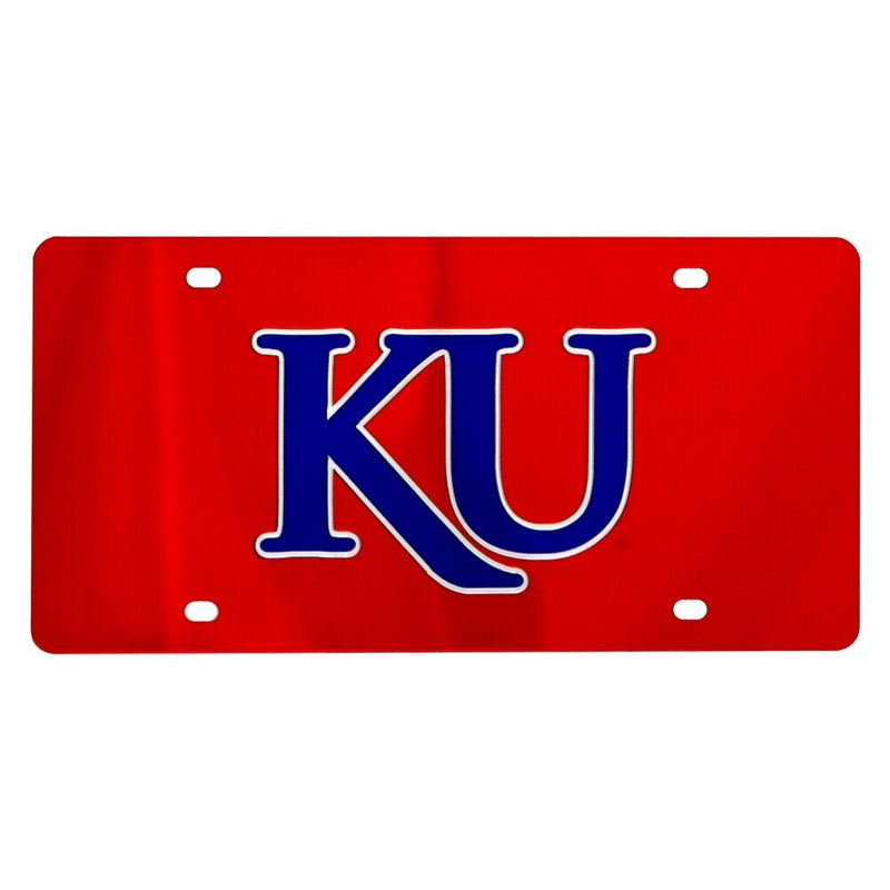 NCAA Kansas Jayhawks Inlaid Acrylic License Plate - Red