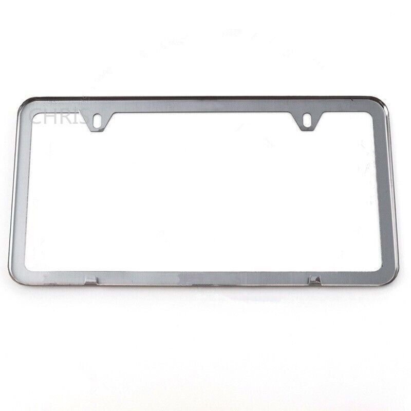 No Rust 2X License Plate Frames Slim 2-Hole Stainless Steel Vehicle Pair Chrome
