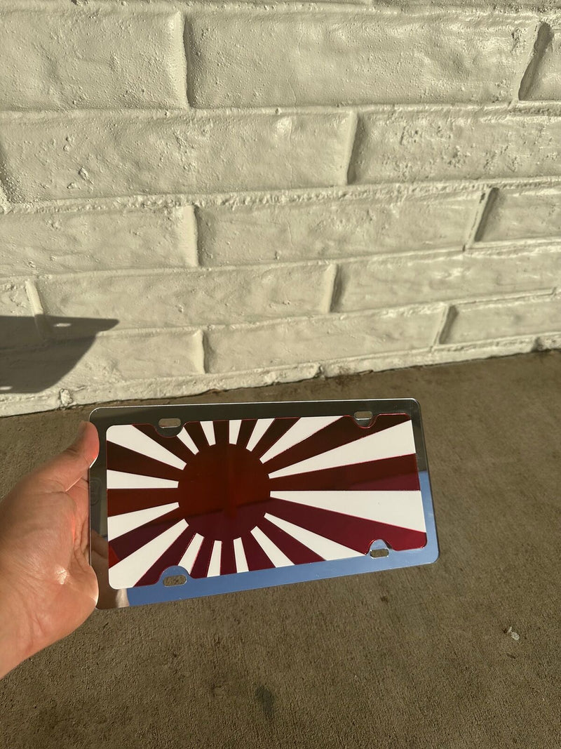 Japan Rising Flag Mirror Acrylic laser cut license plate JDM style