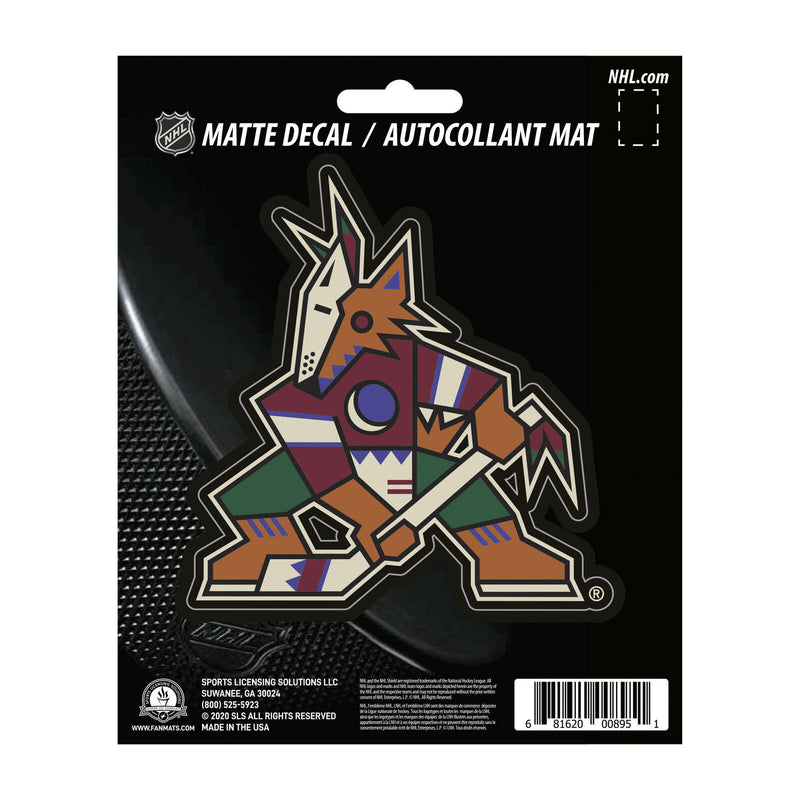 NHL Arizona Coyotes Decal Matte 5"X6.25" Auto Boat Cooler Luggage