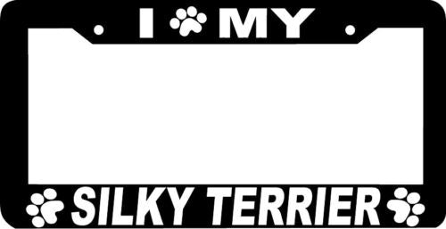 SILKY TERRIER DOG paw print License Plate Frame