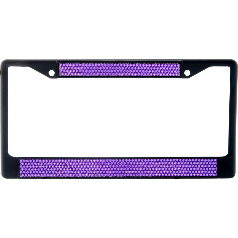 Premium Black Purple Bling Crystal Diamond License Plate Frame for Car-Truck