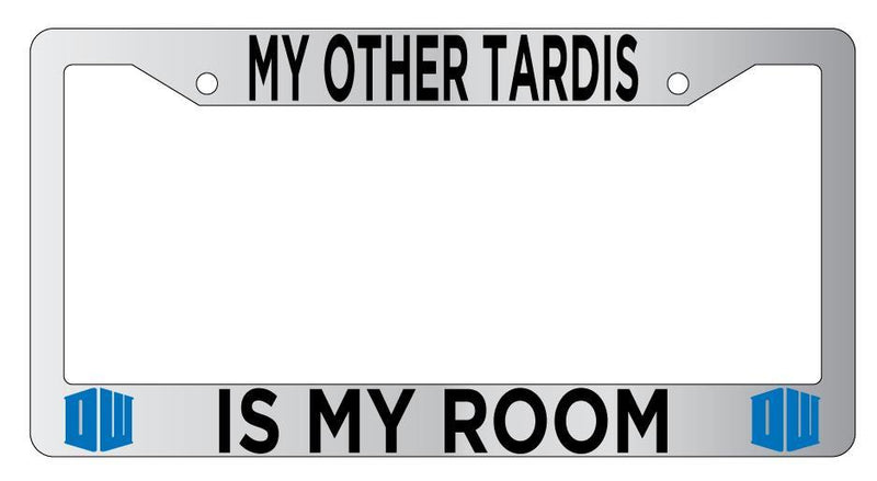 Chrome License Plate Frame Auto Accessory My Other Tardis Is My Room  Mod-GRAPH9856236-4344