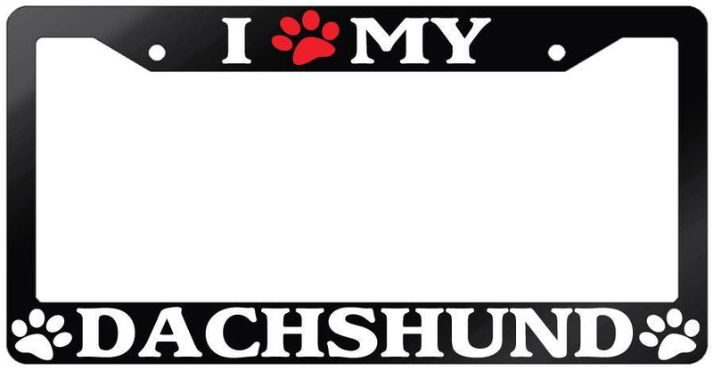 Glossy Black License Plate Frame I (PAW) MY DACHSHUND Auto Accessory 365  Mod-GRAPH9856236-7088