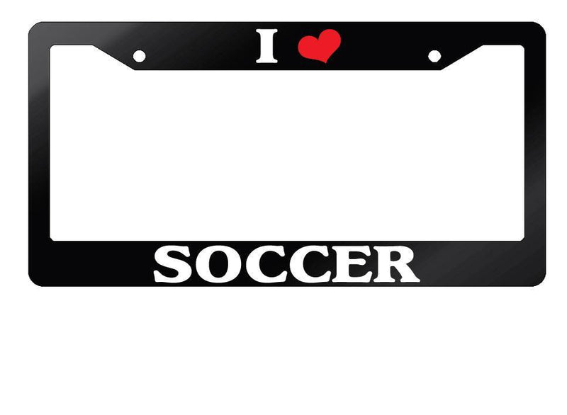 Glossy Black License Plate Frame I HEART SOCCER Auto Accessory  Mod-GRAPH9856236-7569