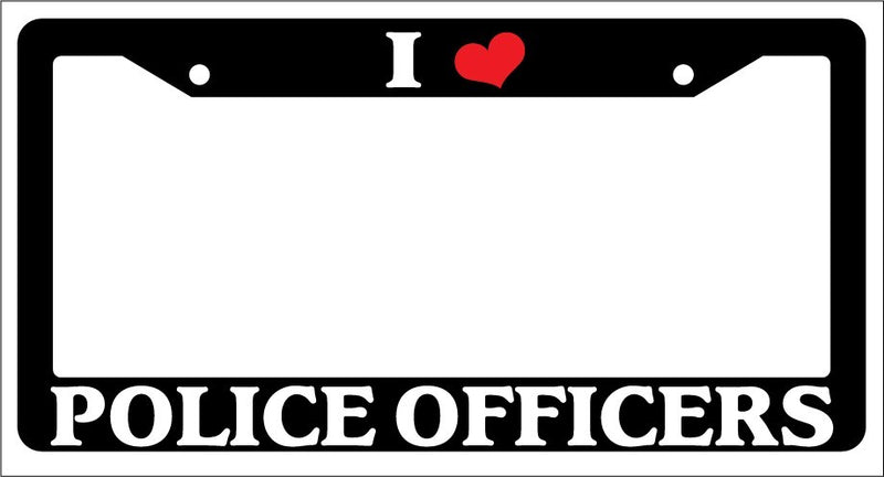 Black License Plate Frame "I Heart Police Officers" Auto Accessory Novelty  Mod-GRAPH9856236-2890