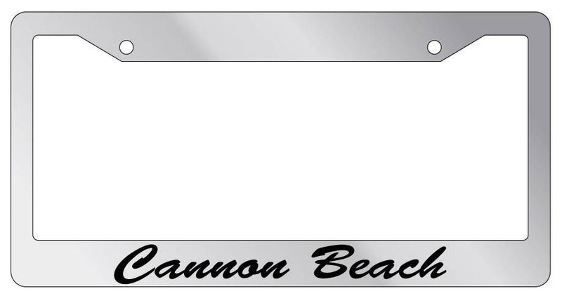 Chrome METAL License Plate Frame Cannon Beach Cursive Auto Accessory  Mod-GRAPH9856236-8873