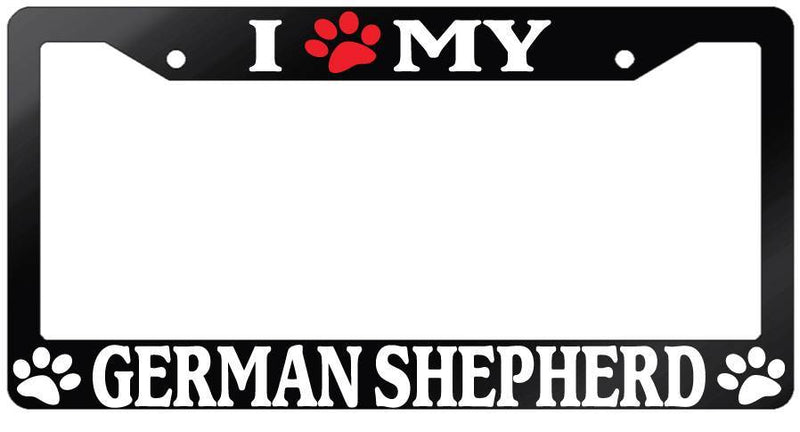Glossy Black License Plate Frame I (PAW) MY GERMAN SHEPHERD Auto Accessory 398  Mod-GRAPH9856236-7095
