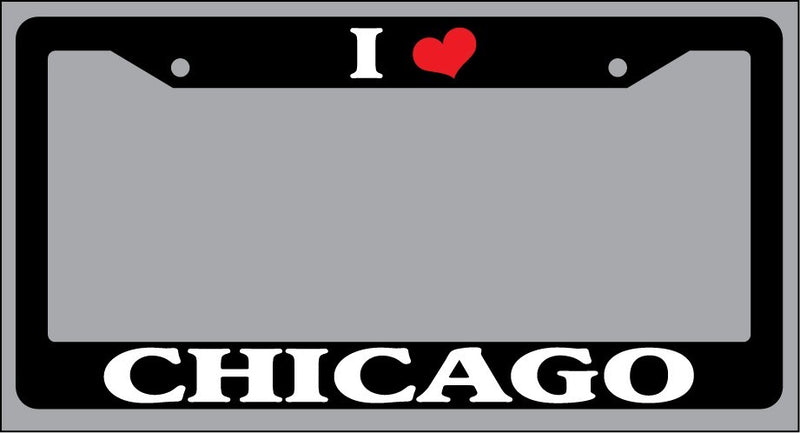 Black License Plate Frame "I Heart Chicago" Auto Accessory Novelty  Mod-GRAPH9856236-1379