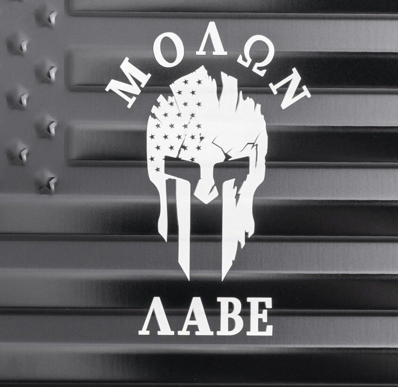 Patriotic American Flag Molon Labe Embossed Stars & Stripes License Plate Tag