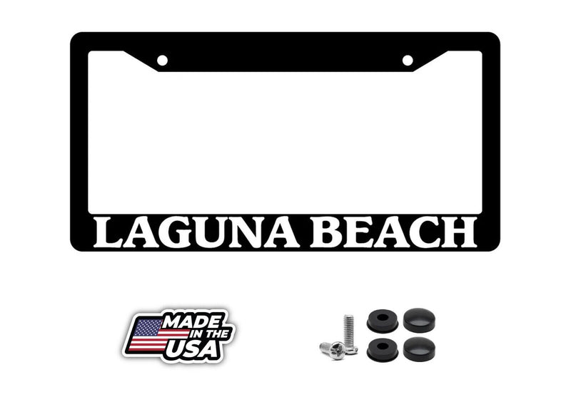 Black License Plate Frame Laguna Beach City State Auto Accessory 1512