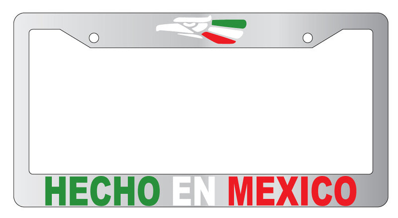 Hecho En Mexico (COLOR DESIGN 2A) Chrome METAL License Plate Frame  Mod-GRAPH9856236-9706