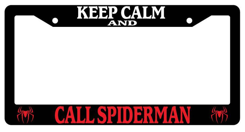 Black License Plate Frame Keep Calm AND CALL For SpiderMAN LOGO (RED) Auto Accessory  Mod-GRAPH9856236-3889