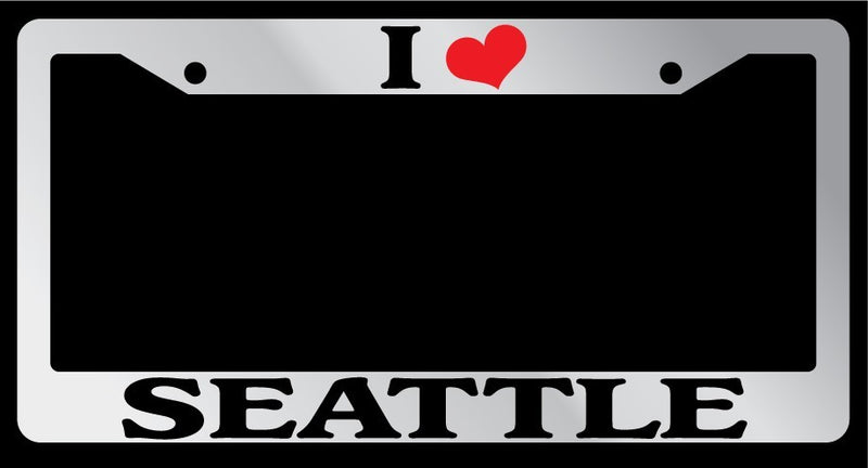 Chrome License Plate Frame "I Heart Seattle" Auto Accessory Novelty 2671  Mod-GRAPH9856236-6197