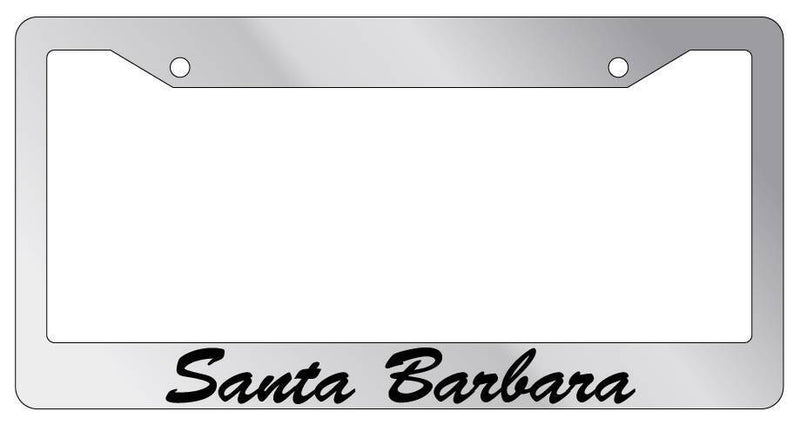 Chrome METAL License Plate Frame Santa Barbara Cursive Auto Accessory 2654  Mod-GRAPH9856236-8912