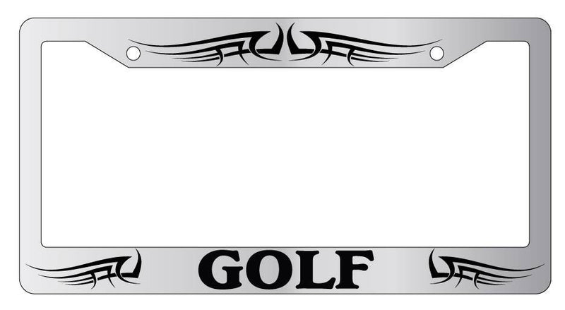 Chrome License Plate Frame GOLF TRIBAL 