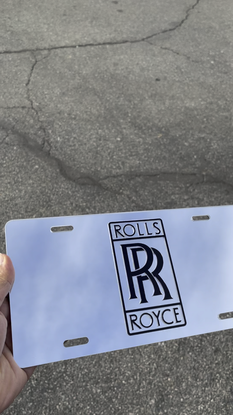 Rolls-Royce Emblem Acrylic Mirror License Plate Auto Tag