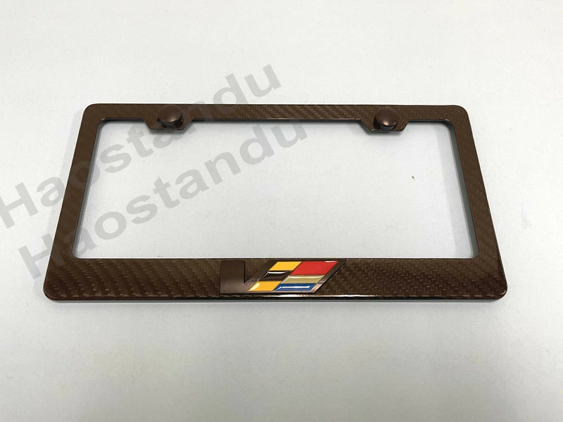 1(B) V-Series LOGO 3D Emblem Real 3K Twill Weave CARBON FIBER License Plate Frame