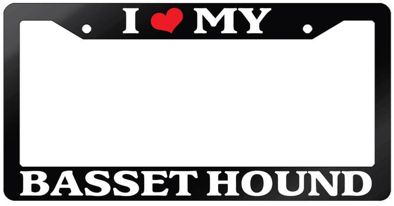 Glossy Black License Plate Frame I HEART MY BASSET HOUND Auto Accessory 267  Mod-GRAPH9856236-7528