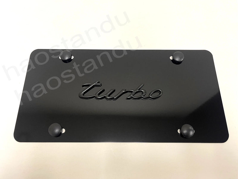 1x 3D Black "Turbo" emblem badge Aluminum BLACK Color Front Plate RUST FREE