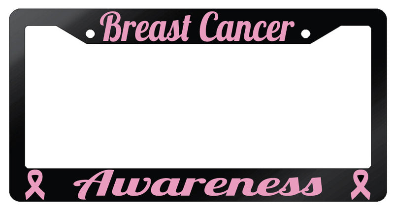 Breast Cancer Awareness (Design 2A) Glossy Black Plastic License Plate Frame  Mod-GRAPH9856236-7045